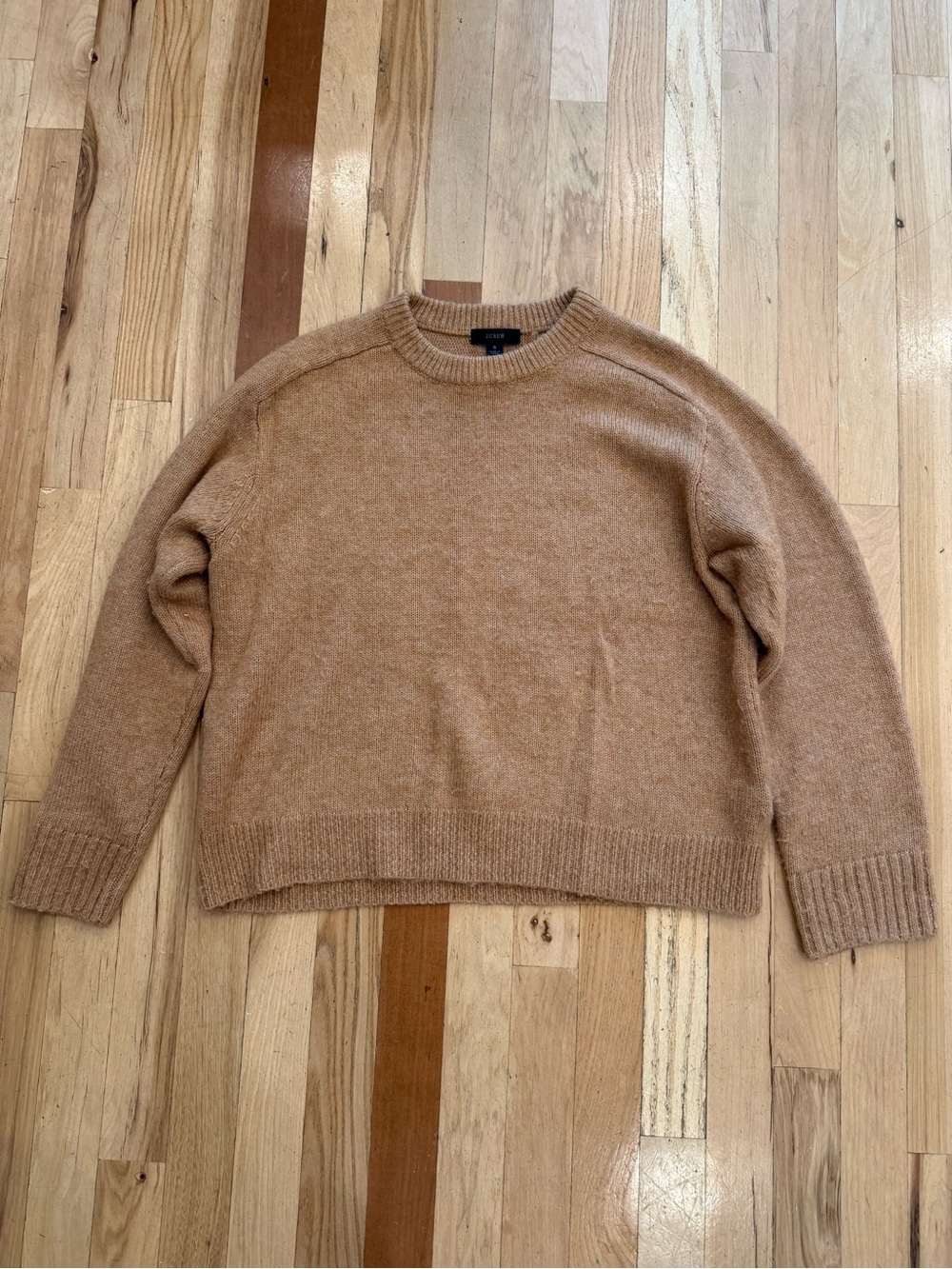 J. Crew size small Cozy Women's Camel Crewneck Sweater, boxy fit